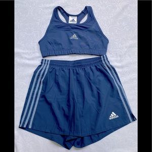 Adidas Sports Bra/Running Shorts Set, Size Large